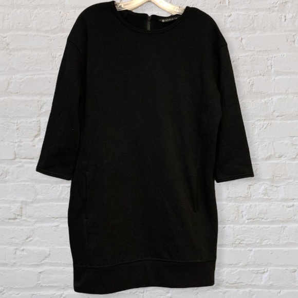 ATHLETA Cozy Karma Back Zipper Black Sweatshirt Dress - Small S - Picture 2 of 5